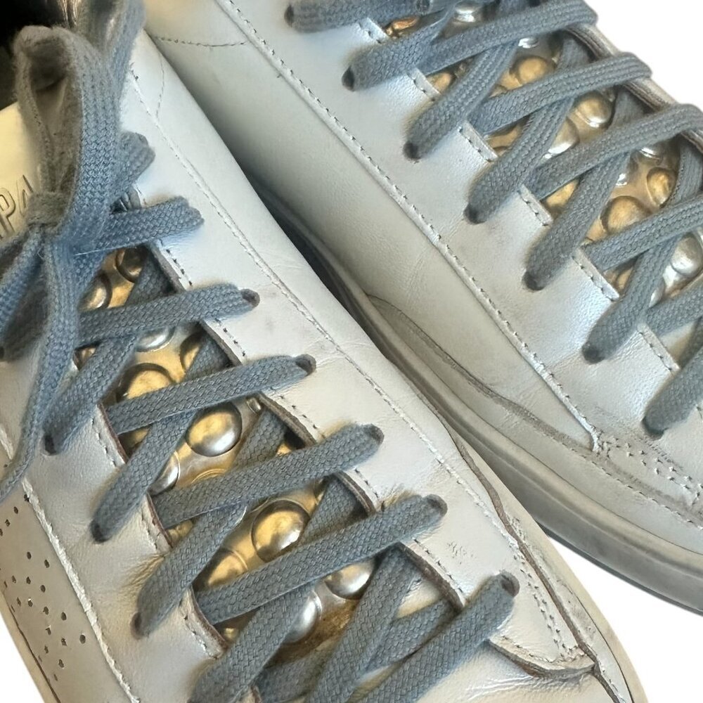 P448 Jack White Sneakers Tennis Shoes Animal Print Silver Size 38 7.5 Women's - Picture 5 of 13